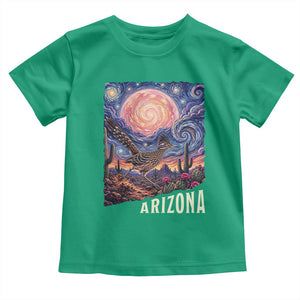 Arizona Roadrunner Vintage Desert Moon Retro Cactus Toddler T Shirt Southwest Wildlife Bird Starry Night Style