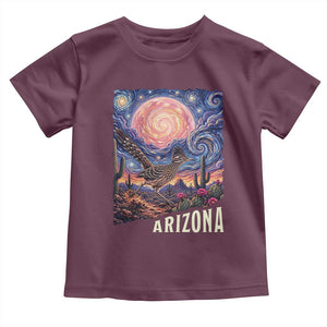 Arizona Roadrunner Vintage Desert Moon Retro Cactus Toddler T Shirt Southwest Wildlife Bird Starry Night Style