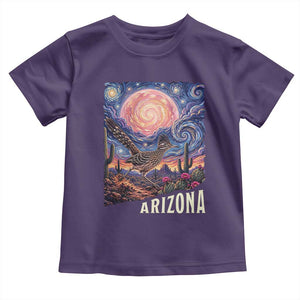 Arizona Roadrunner Vintage Desert Moon Retro Cactus Toddler T Shirt Southwest Wildlife Bird Starry Night Style