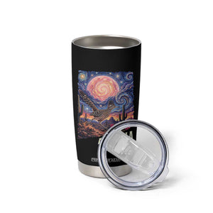 Arizona Roadrunner Vintage Desert Moon Retro Cactus Tumbler Cup Southwest Wildlife Bird Starry Night Style