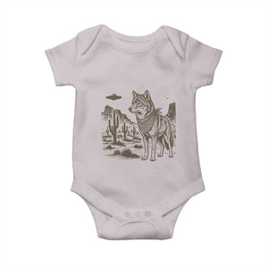 Vintage Coyote Cowboy UFO Baby Onesie Western Desert Southwest Coyote Alien