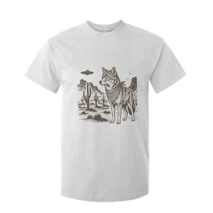 Vintage Coyote Cowboy UFO T Shirt For Kid Western Desert Southwest Coyote Alien