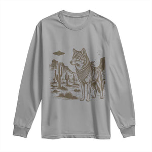 Vintage Coyote Cowboy UFO Long Sleeve Shirt Western Desert Southwest Coyote Alien