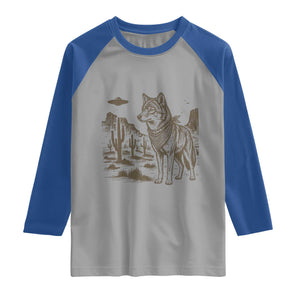 Vintage Coyote Cowboy UFO Raglan Shirt Western Desert Southwest Coyote Alien