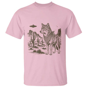 Vintage Coyote Cowboy UFO T Shirt Western Desert Southwest Coyote Alien