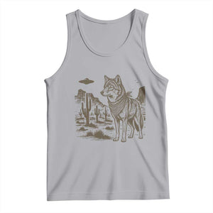 Vintage Coyote Cowboy UFO Tank Top Western Desert Southwest Coyote Alien
