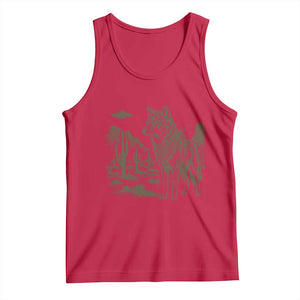 Vintage Coyote Cowboy UFO Tank Top Western Desert Southwest Coyote Alien