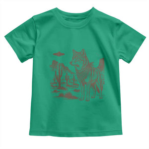 Vintage Coyote Cowboy UFO Toddler T Shirt Western Desert Southwest Coyote Alien