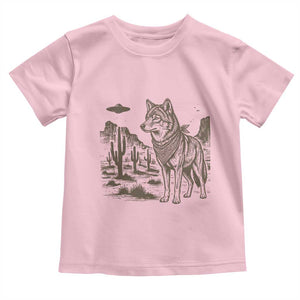Vintage Coyote Cowboy UFO Toddler T Shirt Western Desert Southwest Coyote Alien