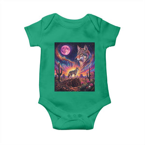 Arizona Coyote Vintage Desert Moon Retro Cactus Baby Onesie Southwest Wildlife Western Adventure Graphic