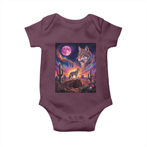 Arizona Coyote Vintage Desert Moon Retro Cactus Baby Onesie Southwest Wildlife Western Adventure Graphic