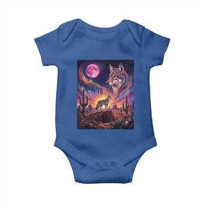 Arizona Coyote Vintage Desert Moon Retro Cactus Baby Onesie Southwest Wildlife Western Adventure Graphic
