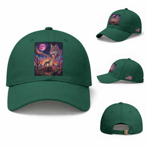 Arizona Coyote Vintage Desert Moon Retro Cactus Baseball Cap Southwest Wildlife Western Adventure Graphic