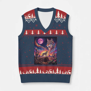 Arizona Coyote Vintage Desert Moon Retro Cactus V-Neck Knit Sweater Vest Southwest Wildlife Western Adventure Graphic