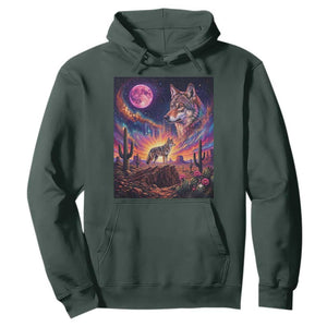 Arizona Coyote Vintage Desert Moon Retro Cactus Hoodie Southwest Wildlife Western Adventure Graphic