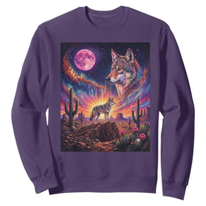 Arizona Coyote Vintage Desert Moon Retro Cactus Sweatshirt Southwest Wildlife Western Adventure Graphic