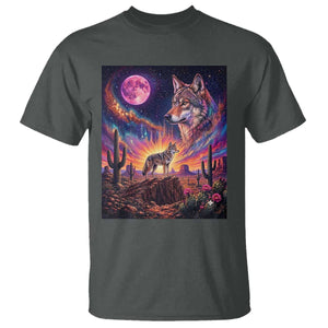 Arizona Coyote Vintage Desert Moon Retro Cactus T Shirt Southwest Wildlife Western Adventure Graphic
