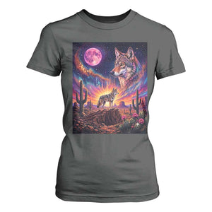Arizona Coyote Vintage Desert Moon Retro Cactus T Shirt For Women Southwest Wildlife Western Adventure Graphic