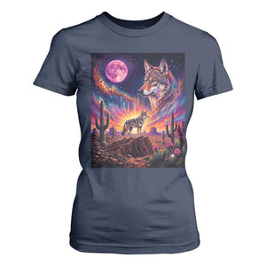 Arizona Coyote Vintage Desert Moon Retro Cactus T Shirt For Women Southwest Wildlife Western Adventure Graphic