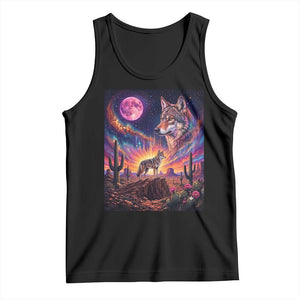 Arizona Coyote Vintage Desert Moon Retro Cactus Tank Top Southwest Wildlife Western Adventure Graphic