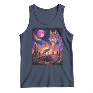 Arizona Coyote Vintage Desert Moon Retro Cactus Tank Top Southwest Wildlife Western Adventure Graphic