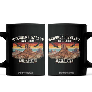 Retro Monument Valley Arizona Utah Sunset Established 1958 Coffee Mug Southwest Desert Eagle Road Trip Nature Souvenir