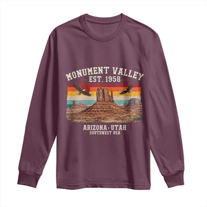 Retro Monument Valley Arizona Utah Sunset Established 1958 Long Sleeve Shirt Southwest Desert Eagle Road Trip Nature Souvenir