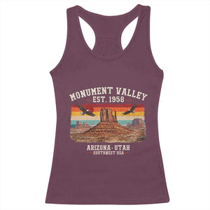 Retro Monument Valley Arizona Utah Sunset Established 1958 Racerback Tank Top Southwest Desert Eagle Road Trip Nature Souvenir