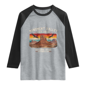 Retro Monument Valley Arizona Utah Sunset Established 1958 Raglan Shirt Southwest Desert Eagle Road Trip Nature Souvenir