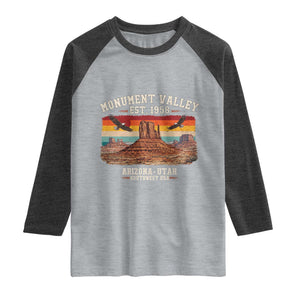 Retro Monument Valley Arizona Utah Sunset Established 1958 Raglan Shirt Southwest Desert Eagle Road Trip Nature Souvenir