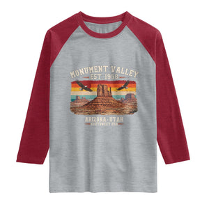 Retro Monument Valley Arizona Utah Sunset Established 1958 Raglan Shirt Southwest Desert Eagle Road Trip Nature Souvenir
