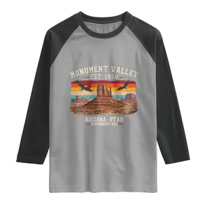Retro Monument Valley Arizona Utah Sunset Established 1958 Raglan Shirt Southwest Desert Eagle Road Trip Nature Souvenir