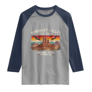 Retro Monument Valley Arizona Utah Sunset Established 1958 Raglan Shirt Southwest Desert Eagle Road Trip Nature Souvenir