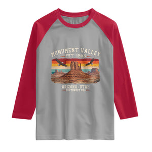 Retro Monument Valley Arizona Utah Sunset Established 1958 Raglan Shirt Southwest Desert Eagle Road Trip Nature Souvenir
