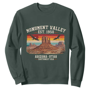 Retro Monument Valley Arizona Utah Sunset Established 1958 Sweatshirt Southwest Desert Eagle Road Trip Nature Souvenir