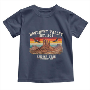 Retro Monument Valley Arizona Utah Sunset Established 1958 Toddler T Shirt Southwest Desert Eagle Road Trip Nature Souvenir
