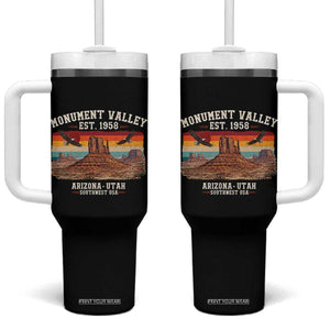 Retro Monument Valley Arizona Utah Sunset Established 1958 Tumbler With Handle Southwest Desert Eagle Road Trip Nature Souvenir