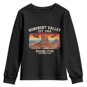 Retro Monument Valley Arizona Utah Sunset Established 1958 Youth Sweatshirt Southwest Desert Eagle Road Trip Nature Souvenir