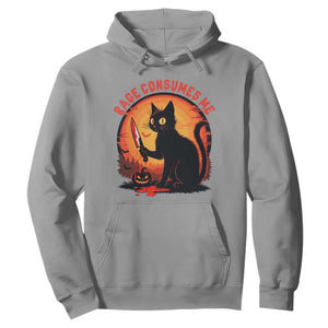 Funny Black Cat Halloween Funny Black Cat Murderous Cat With Knife Hoodie Rage Is Consuming Me TS14 Sport Gray Print Your Wear