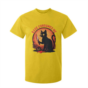 Funny Black Cat Halloween Funny Black Cat Murderous Cat With Knife T Shirt For Kid Rage Is Consuming Me TS14 Daisy Print Your Wear
