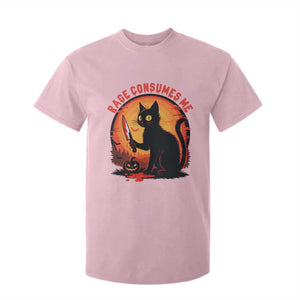 Funny Black Cat Halloween Funny Black Cat Murderous Cat With Knife T Shirt For Kid Rage Is Consuming Me TS14 Light Pink Print Your Wear