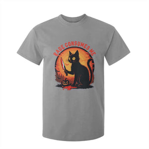 Funny Black Cat Halloween Funny Black Cat Murderous Cat With Knife T Shirt For Kid Rage Is Consuming Me TS14 Sport Gray Print Your Wear