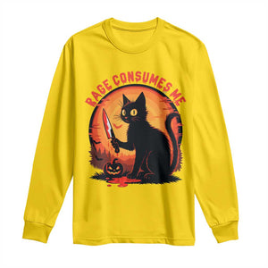 Funny Black Cat Halloween Funny Black Cat Murderous Cat With Knife Long Sleeve Shirt Rage Is Consuming Me TS14 Daisy Print Your Wear