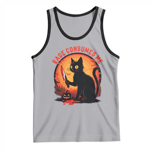 Funny Black Cat Halloween Funny Black Cat Murderous Cat With Knife Tank Top Rage Is Consuming Me TS14 Athletic Heather Black Print Your Wear
