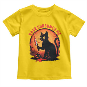 Funny Black Cat Halloween Funny Black Cat Murderous Cat With Knife Toddler T Shirt Rage Is Consuming Me TS14 Daisy Print Your Wear