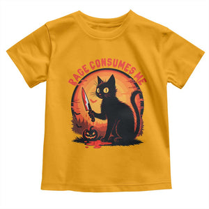 Funny Black Cat Halloween Funny Black Cat Murderous Cat With Knife Toddler T Shirt Rage Is Consuming Me TS14 Gold Print Your Wear