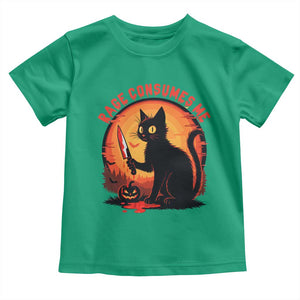 Funny Black Cat Halloween Funny Black Cat Murderous Cat With Knife Toddler T Shirt Rage Is Consuming Me TS14 Irish Green Print Your Wear