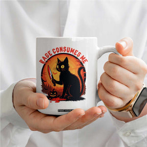 Funny Black Cat Halloween Funny Black Cat Murderous Cat With Knife Coffee Mug Rage Is Consuming Me TS14 Print Your Wear