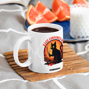 Funny Black Cat Halloween Funny Black Cat Murderous Cat With Knife Coffee Mug Rage Is Consuming Me TS14 Print Your Wear
