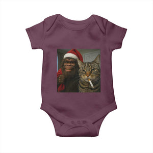 Funny Cat Selfie Bigfoot Christmas Sasquatch Baby Onesie TS14 Maroon Print Your Wear